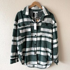 Sewn & Seen Green Flannel Shacket S NWT